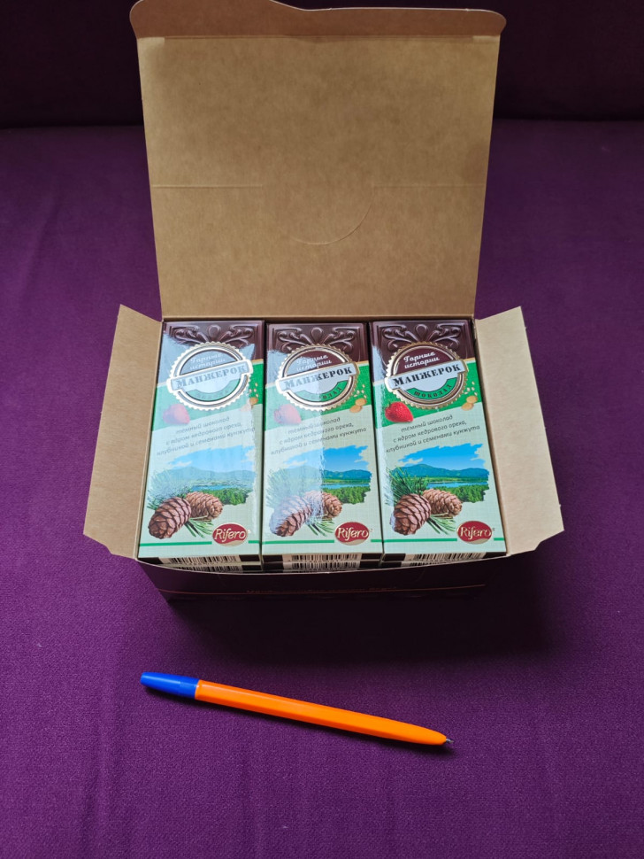   Риф и Ко Шоколадная плитка «Манжерок»(кедровые орехи, клубника, кунжут)  (блок 18шт по 55г)    в Полевской