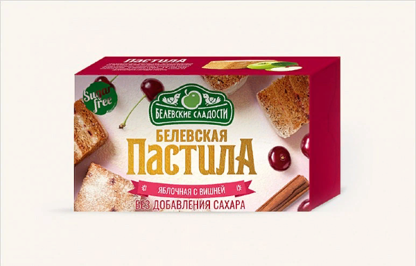 №2 Пастила  200г диетическая С ВИШНЕЙ, НОВЫЙ ФОРМАТ (4 шт по 50гр)    в Полевской